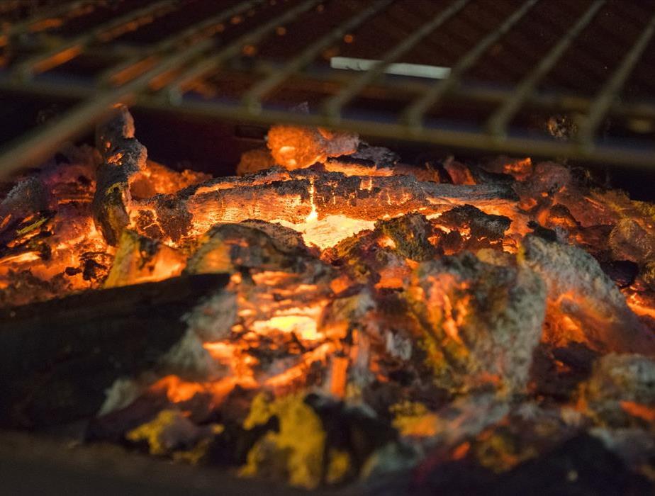 A lit grill