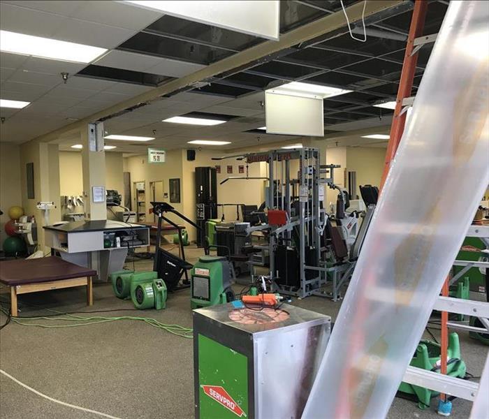 SERVPRO drying a water loss in a gym