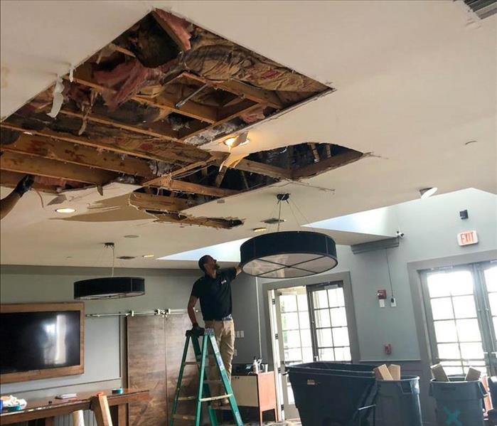 Water damage due to a roof leak